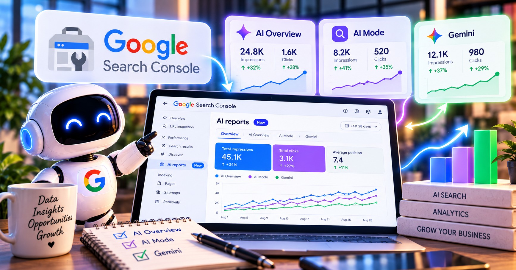 דוחות AI ממערכת Search Console זמינים לכולם